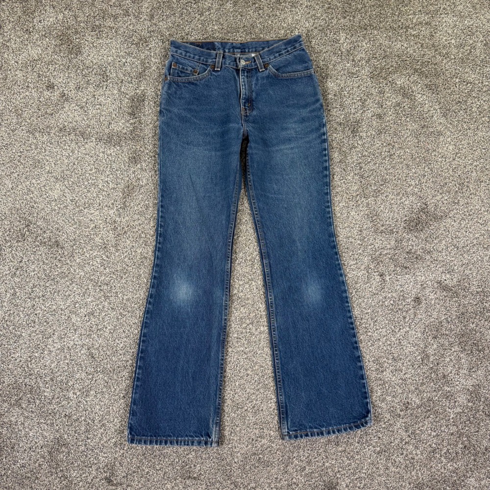 Vintage Levis 517 Slim Fit Bootcut Jeans 7 Jr M USA Made Orange Tab Blue Denim